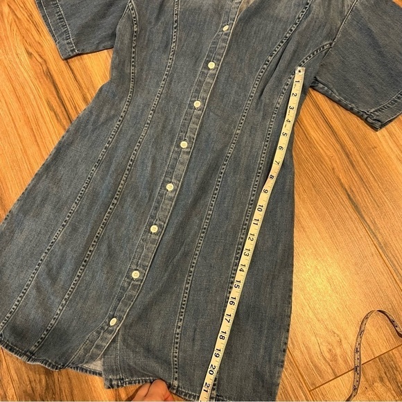 Frame Seam Detail Denim Mini Dress in Shoreline Wash - Picture 9 of 14